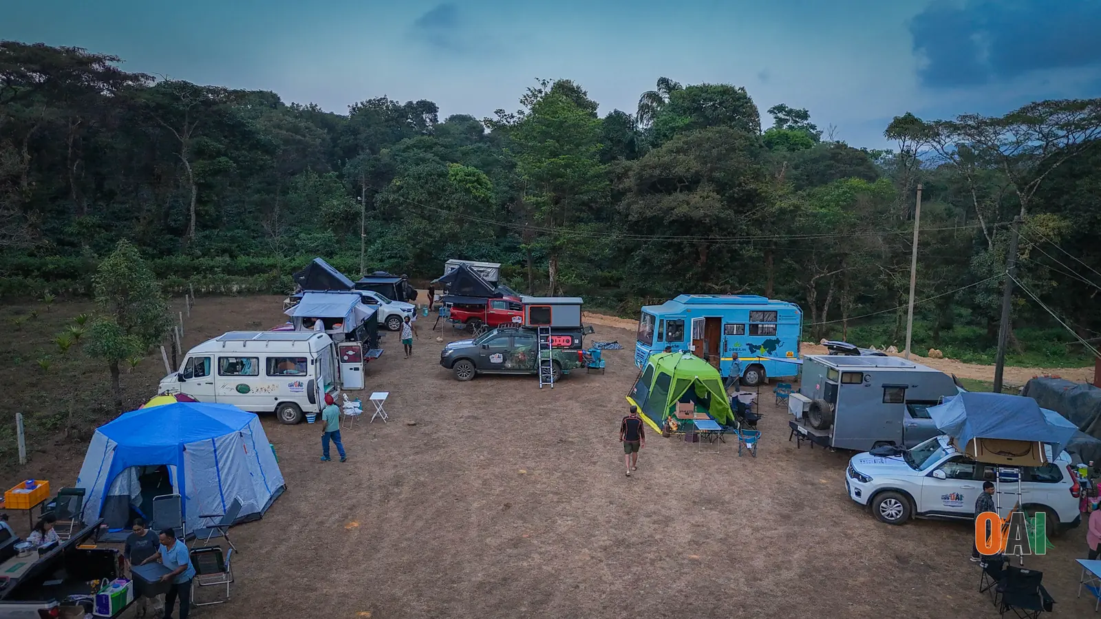 Aerial view of the Sangam 2024 campsite in Coorg, Karnataka